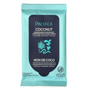 Pacifica Coconut Underarm Deodorant Wipes - 10 count - NEW!!   beauty skincare